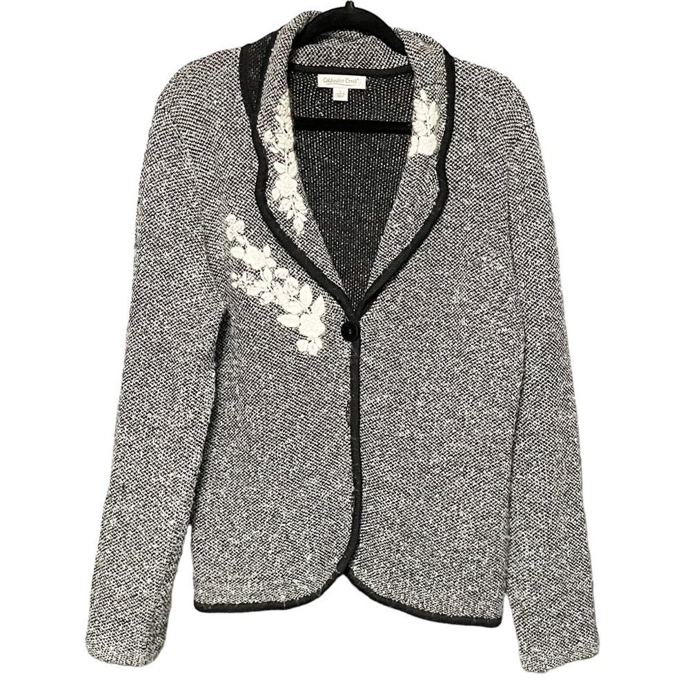 COLWATER CREEK Wool Blend Floral Embroidered Grannycore Cottagecore Cardigan